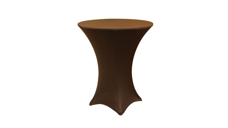 Spandex | Chocolate Brown | 30″ Round x 42″H Spandex Cocktail Tablecloth | Rental