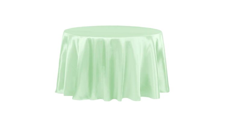 Satin 120″ Round Tablecloth – Mint Green | Rental Satin 120″ Round Tablecloth – Mint Green | Rental