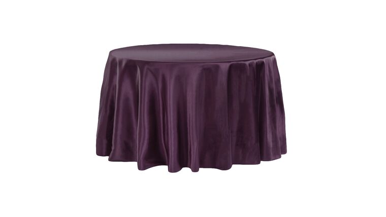 Satin 120″ Round Tablecloth – Eggplant/Plum | Rental Satin 120″ Round Tablecloth – Eggplant/Plum | Rental