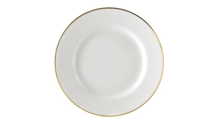 White/Gold Single Line Charger Plate | Rental White/Gold Single Line Charger Plate | Rental