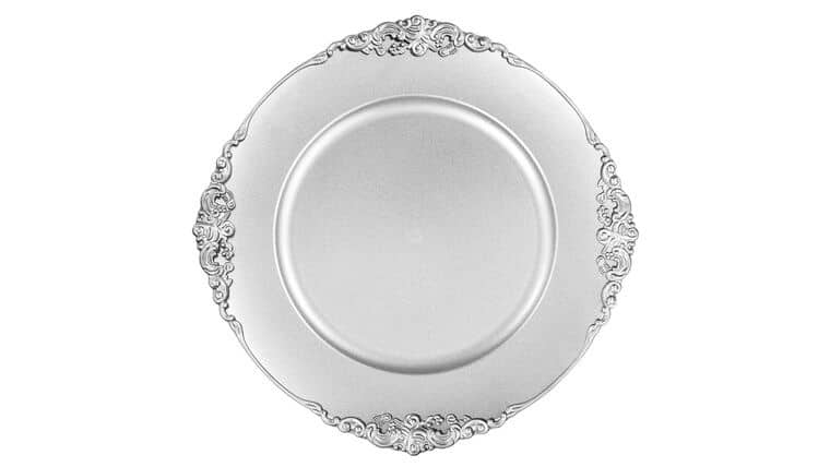 Vintage Acrylic Charger Plate – Silver | Rental Vintage Acrylic Charger Plate – Silver | Rental