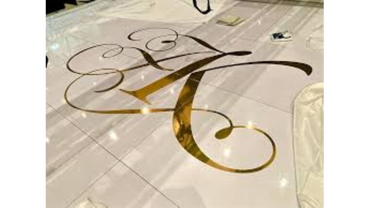 3’x3′ Gloss Vinyl Mono Gram Sticker Dance Floor Piece | Rental
