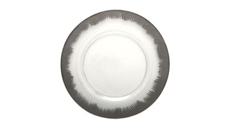 White/Platinum Rim Charger Plate | Rental White/Platinum Rim Charger Plate | Rental