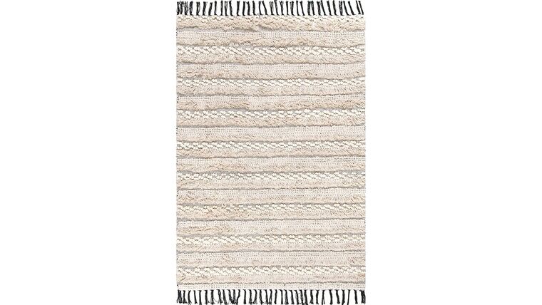 Emerita Tassel Shag Area Rug, 5′ x 8′, Beige | Rental