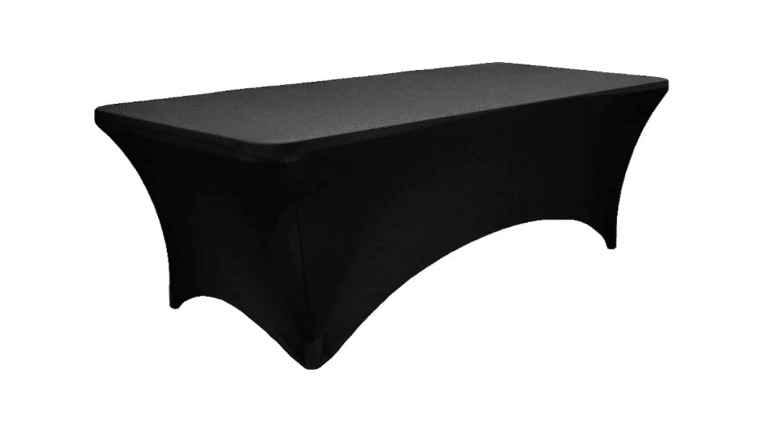Spandex | Black | 6′ Rectangular Spandex Tablecloth | Rental Spandex | Black | 6′ Rectangular Spandex Tablecloth | Rental