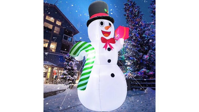 10 Feet Giant Christmas Inflatables Snowman Candy Cane Christmas Outdoor Decorations with LED Lights Stakes Tethers Holiday Christmas Inflatables Outdoor Decoration Blow Up Yard Decoration | Rental