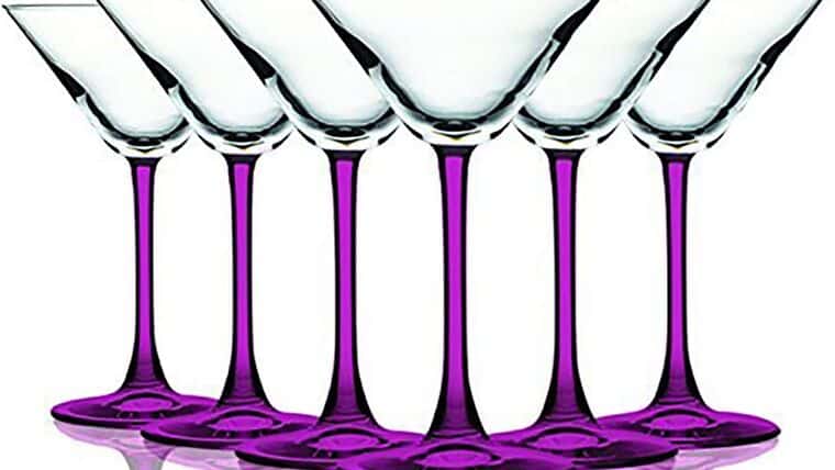 Martini Glass – Pink Accent Stem 10 oz Martini/Cocktail Wine Glasses – Set of 6 by TableTop King – Additional Vibrant Colors Available | Rental Martini Glass – Pink Accent Stem 10 oz Martini/Cocktail Wine Glasses – Set of 6 by TableTop King – Additional Vibrant Colors Available | Rental