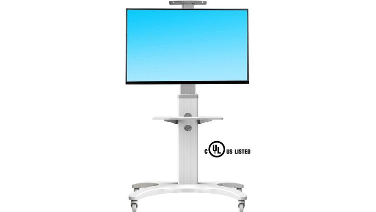 NB North Bayou White Mobile TV Cart TV Stand with Wheels Mount for 32-65 Inch LCD LED OLED Plasma Flat Panel Screens Aluminum | Rental NB North Bayou White Mobile TV Cart TV Stand with Wheels Mount for 32-65 Inch LCD LED OLED Plasma Flat Panel Screens Aluminum | Rental