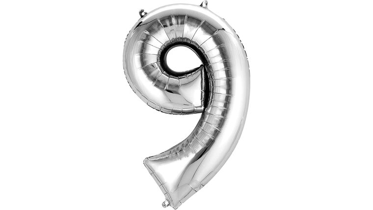 34″ Silver Number 9 Anagram Balloon | Purchase | Rental