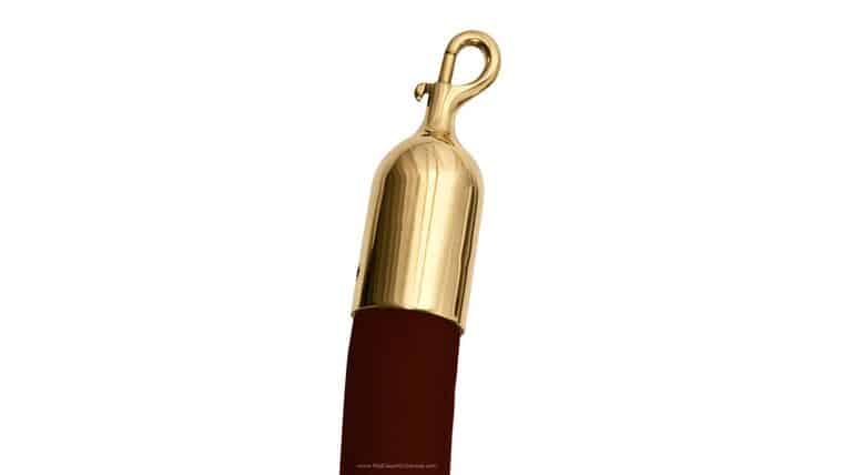10′ Naugahyde Stanchion Rope w/Polished Brass Ends – Brown | Rental