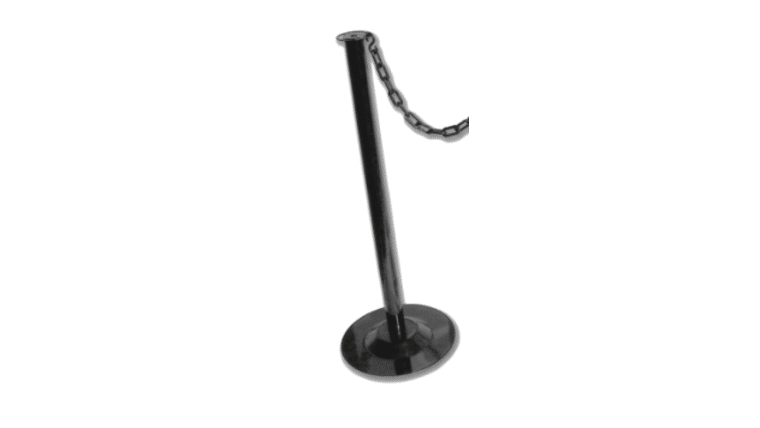 38″ Black Powder Coat Finish Metal Stanchion Post & Base Only | Rental