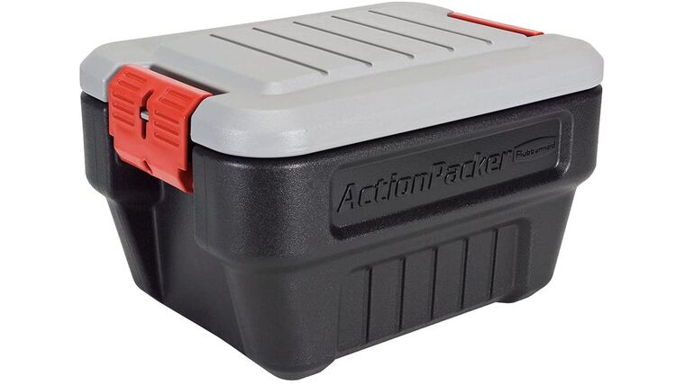 8 Gallon Grey & Black Rubbermaid ActionPacker Lockable Storage Box | Rental 8 Gallon Grey & Black Rubbermaid ActionPacker Lockable Storage Box | Rental