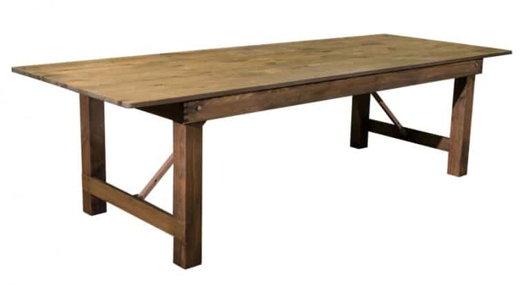 Farm Table | 9′ x 40″ | Natural Wood | Rental Farm Table | 9′ x 40″ | Natural Wood | Rental