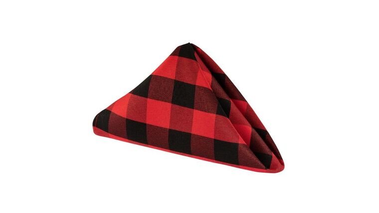 Polyester | Buffalo Plaid Checkered Napkin 20 x 20″ – Black & Red | Rental