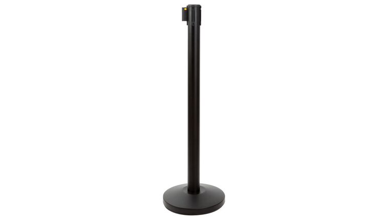 Retractable Belt Barrier Stanchion, Black Post, 10 Ft. Belt | Rental Retractable Belt Barrier Stanchion, Black Post, 10 Ft. Belt | Rental