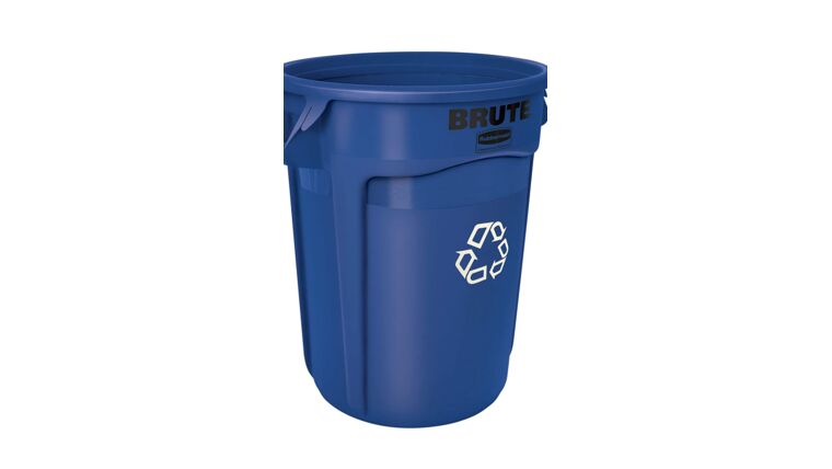 32 Gallon Blue Plastic Recycle Trash Can | Rental