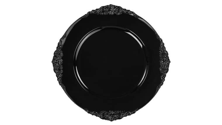 Vintage Acrylic Charger Plate – Black | Rental Vintage Acrylic Charger Plate – Black | Rental