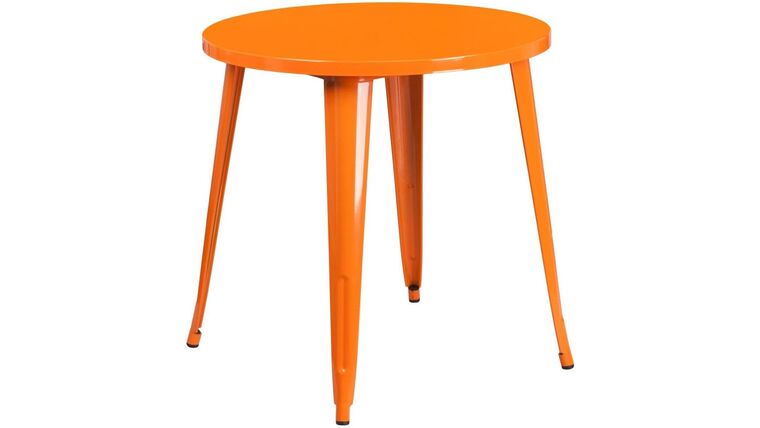 30″ Round Metal Side Table – Orange | Rental