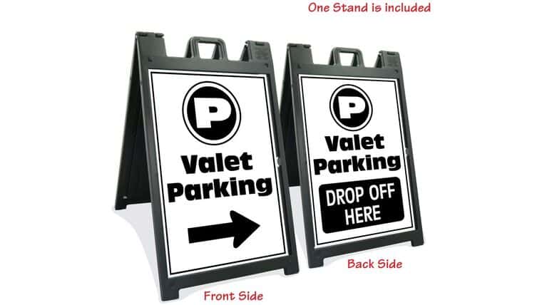 Black Signicade Deluxe with Two Valet Parking Signs | Rental
