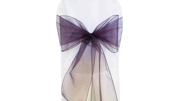 8″ x 108″ Eggplant Organza Sash | Rental 8″ x 108″ Eggplant Organza Sash | Rental