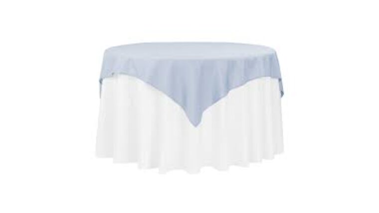 Polyester | Dusty Blue | 54″ x 54″ Square Overlay/Tablecloth | Rental