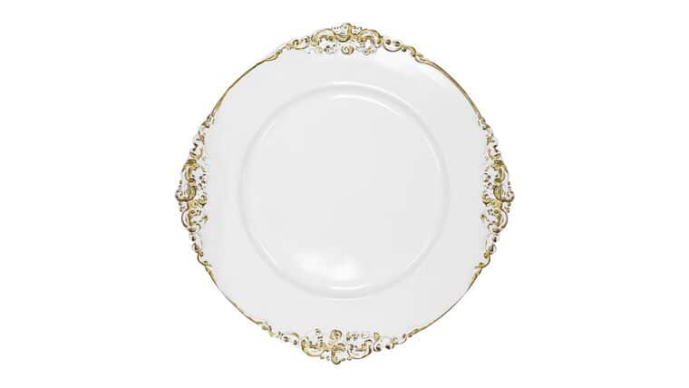Charger Plate | Vintage | White/Gold | Rental
