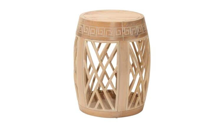 Side Table – Wood Drum Table – Antique Beige | Rental Side Table – Wood Drum Table – Antique Beige | Rental