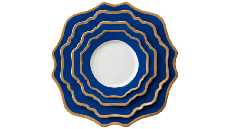 Casablanca Gold & Royal Blue Charger Plate | Rental