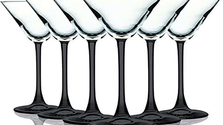 Martini Glass – Black Accent Stem 10 oz Martini/Cocktail Wine Glasses – Set of 6 Additional Vibrant Colors Available | Rental Martini Glass – Black Accent Stem 10 oz Martini/Cocktail Wine Glasses – Set of 6 Additional Vibrant Colors Available | Rental