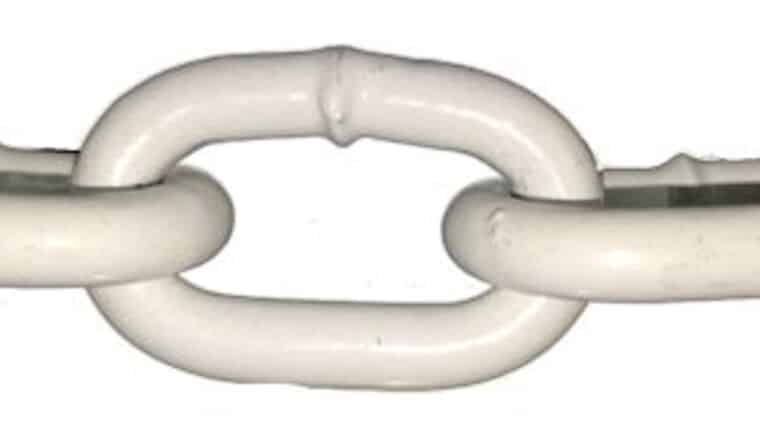 20′ Powder Coated Metal Stanchion Chain – White | Rental
