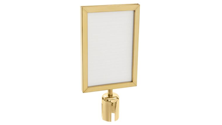 8″ x 11″ Brass Retractable Metal Stanchion Vertical Sign Holder | Rental 8″ x 11″ Brass Retractable Metal Stanchion Vertical Sign Holder | Rental