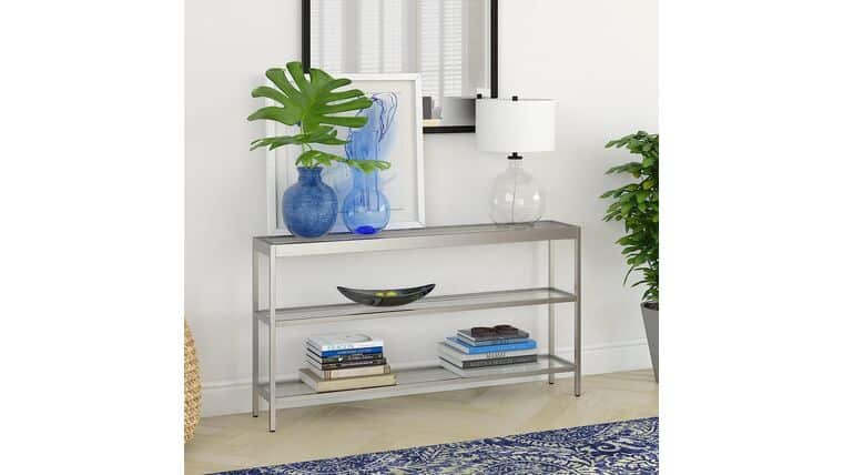 Console Table – 55″ Wide Rectangular Console Table in Brass, Entryway Table, Accent Table for Living Room, Hallway | Rental Console Table – 55″ Wide Rectangular Console Table in Brass, Entryway Table, Accent Table for Living Room, Hallway | Rental