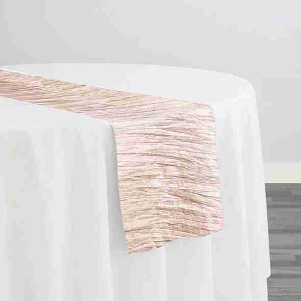 Accordion Taffeta Table Runner in Rose Powder | Rental Accordion Taffeta Table Runner in Rose Powder | Rental