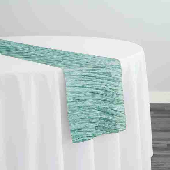 Accordion Taffeta Table Runner in Teal Green | Rental Accordion Taffeta Table Runner in Teal Green | Rental