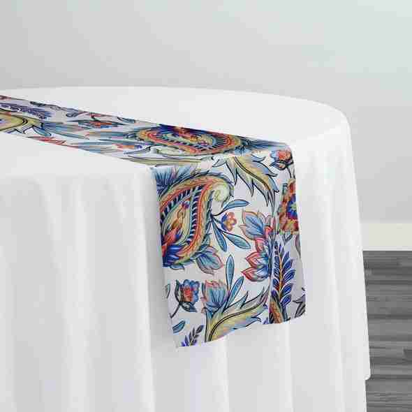 Asian Paisley (Dupioni) Table Runner in Blue | Rental