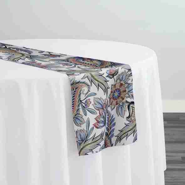 Asian Paisley (Dupioni) Table Runner in Teal | Rental