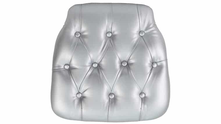 Chair Pad – Silver Hard Tufted Vinyl Chiavari Chair Cushion | Rental