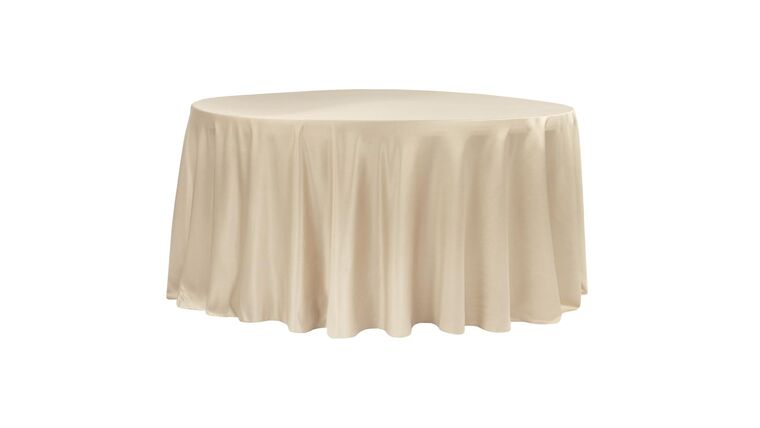 Lamour Satin 120″ Round Tablecloth – Champagne | Rental Lamour Satin 120″ Round Tablecloth – Champagne | Rental