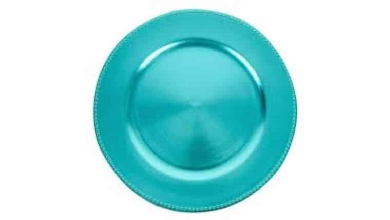 Beaded Acrylic Charger Plate – Turquoise Blue | Rental