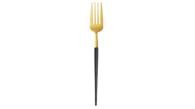 Modern Gold & Black Mirrored Dinner Fork | Rental