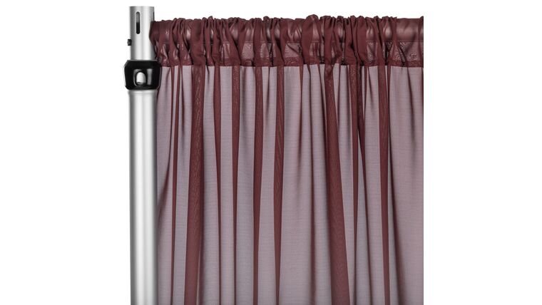 Chiffon Curtain Drape 10ft H x 58″ W Panel – Burgundy | Rental