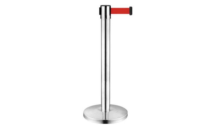 Chrome Stanchion Pole w/Red Retractable Belt Kit | Rental Chrome Stanchion Pole w/Red Retractable Belt Kit | Rental
