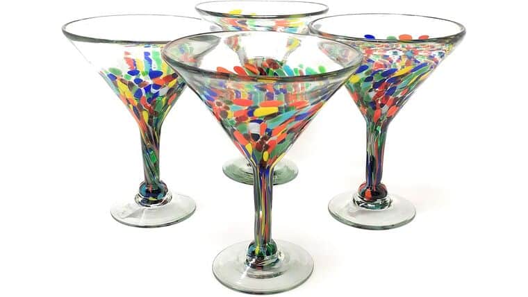 Margarita Glass – Mexican Hand Blown Glass – Hand Blown Modern Margarita Glasses – Confetti Carmen (12 oz) | Rental Margarita Glass – Mexican Hand Blown Glass – Hand Blown Modern Margarita Glasses – Confetti Carmen (12 oz) | Rental