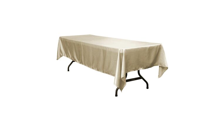 60″ x 120″ Rectangle Taupe Satin Tablecloth | Rental