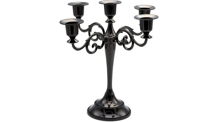 5-Candle Metal Candelabra Candlestick Holders 10.6 inch Tall Candle Holder Wedding Event Candelabra Candle Stand (Black Candelabra) | Rental