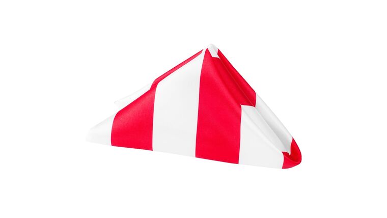 Satin | Stripe 20″x20″ Satin Napkin – Red & White | Rental