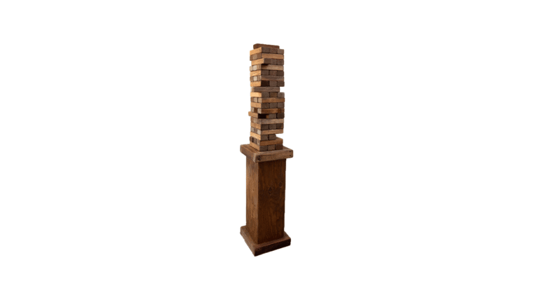 Giant Drinking Jenga Game W/Wood Pedestal – Rustic | Rental Giant Drinking Jenga Game W/Wood Pedestal – Rustic | Rental