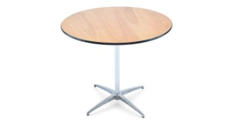 Cocktail Table – 30″ Round High Boy – Wood | Rental