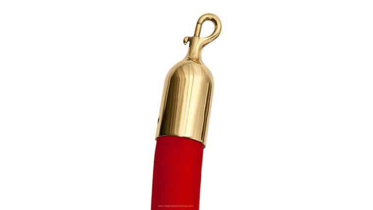 6.625’ x 1.65” Red Velour Stanchion Rope With Polished Brass Snap Clasp | Rental