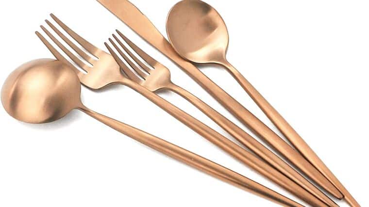 Modern Copper Gold Matte Salad Fork | Rental Modern Copper Gold Matte Salad Fork | Rental